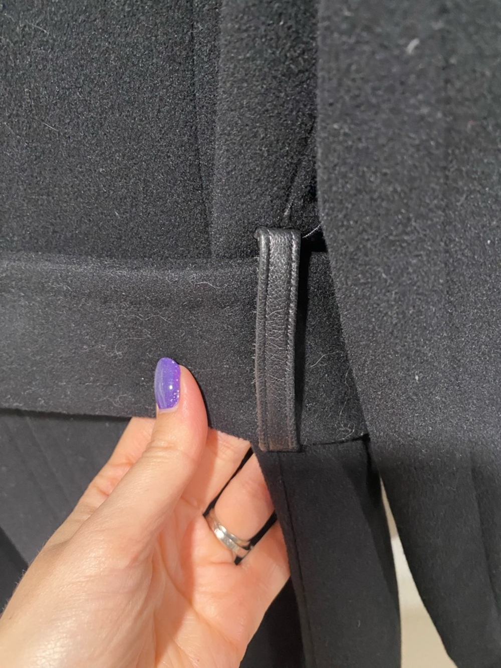 Aritzia Black Double-Breasted Belted Wool Trench Coat - Picture 7 of 8